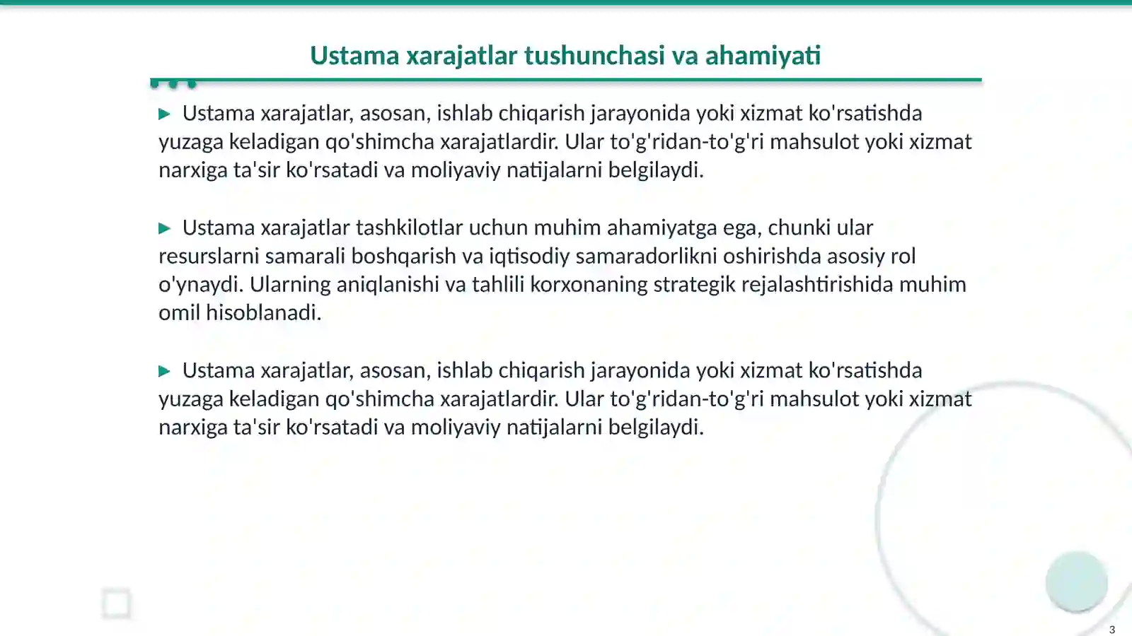 Ustama xarajatlar 3