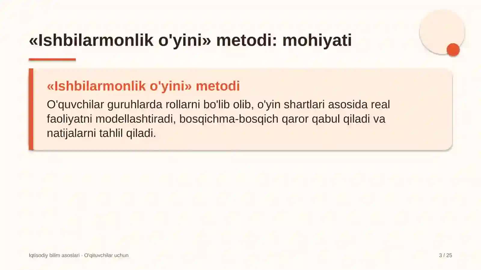 iqtisodiy bilim asoslari darslarida ishbilarmonlik o'yini metodidan foydalanish 1941 3
