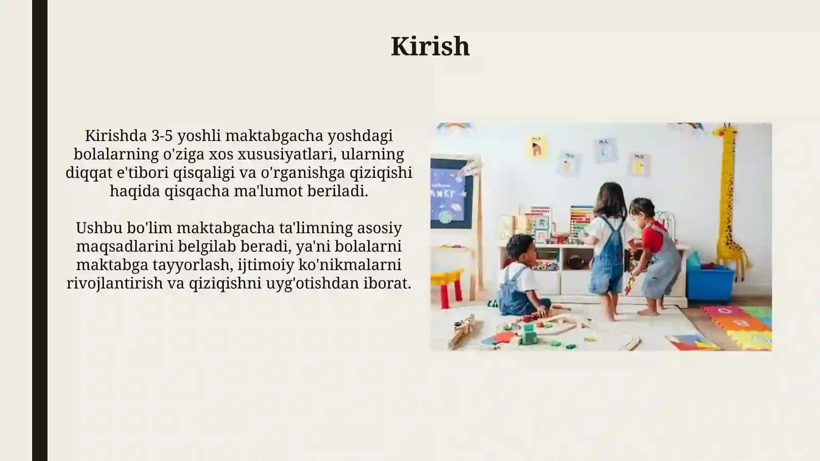 Maktabgacha yoshdagi bolalarni òqitish usullari tògʻrisida mashgʻulot ishlanma 3