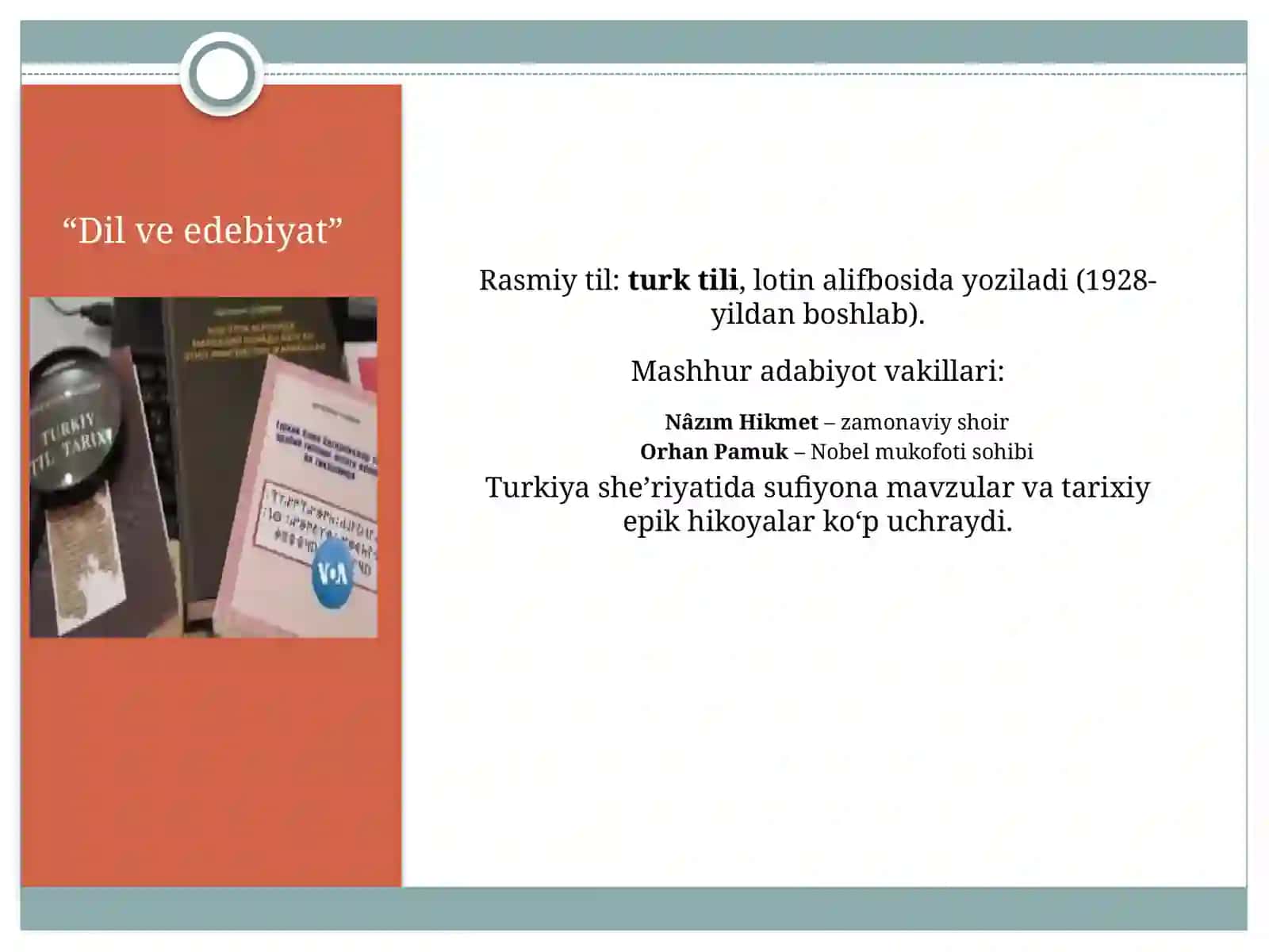 Turkiya madaniyati  “Türkiye Kültürü” 3