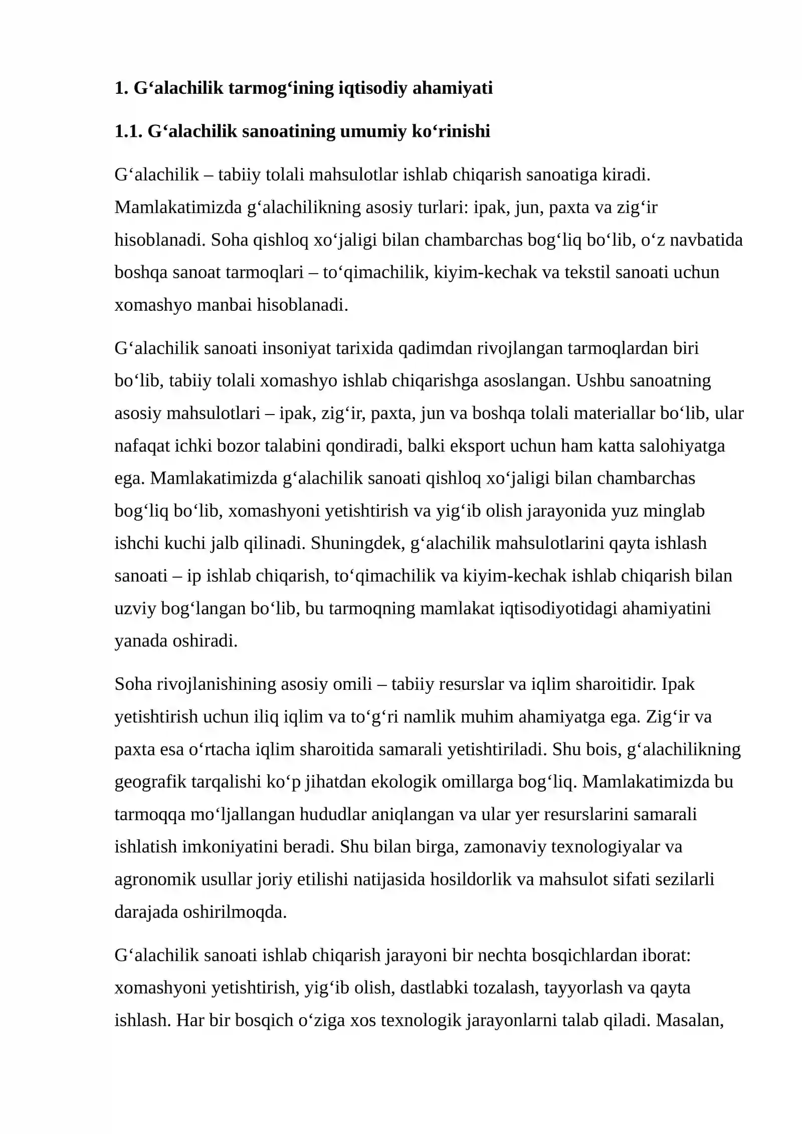 G‘ALACHILIK TARMOG‘INING IQTISODIY TAHLILI 3