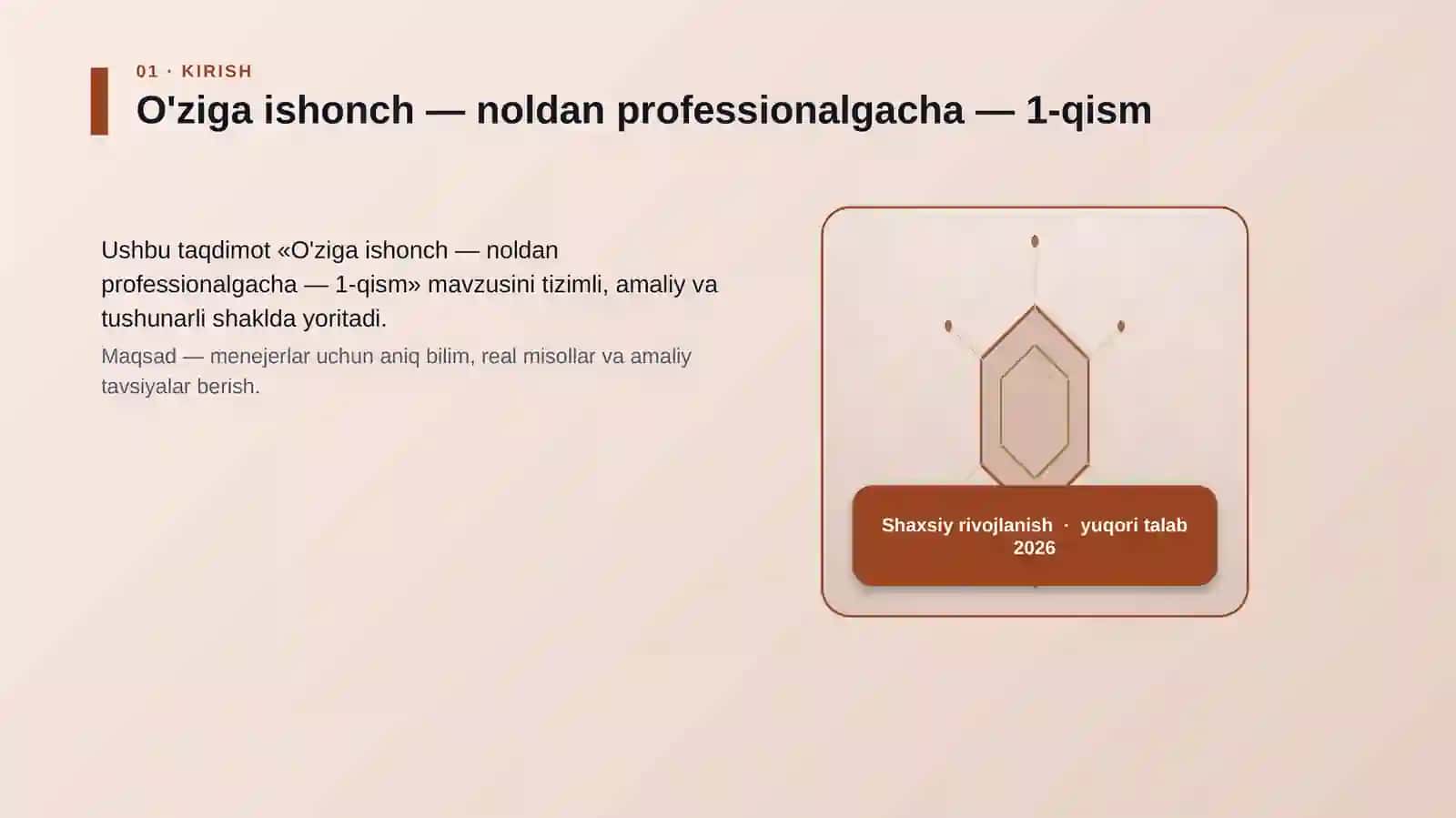 O'ziga ishonch — noldan professionalgacha — 1-qism 3
