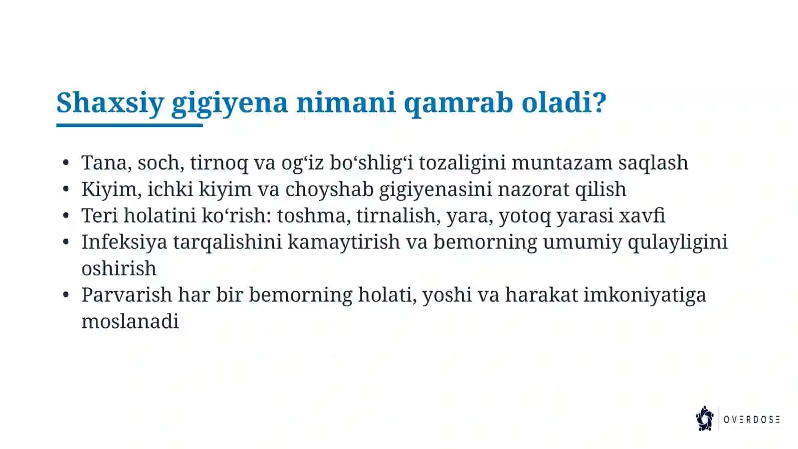 Bemor shaxsiy gigiyenasini taʼminlash va bemorlarni ovqatlantirish 3