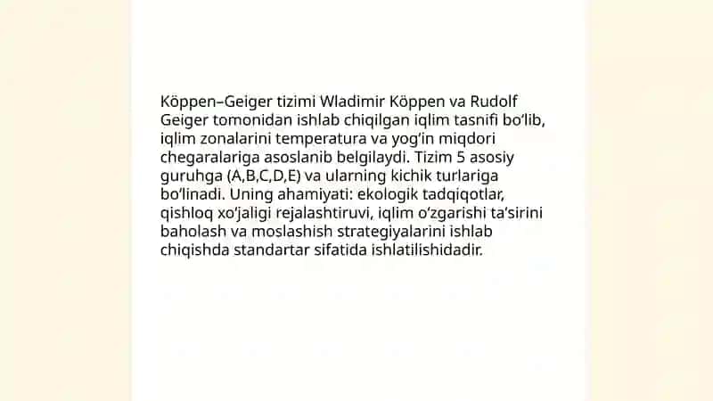 Iqlimning tasniflari va iqlim oʻzgarishi oqibatlariga moslashish 3