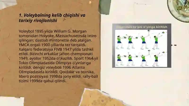 Voleybolning rivojlanish tarixi, oyn texnikasi, taktikasi va qoidalari 3