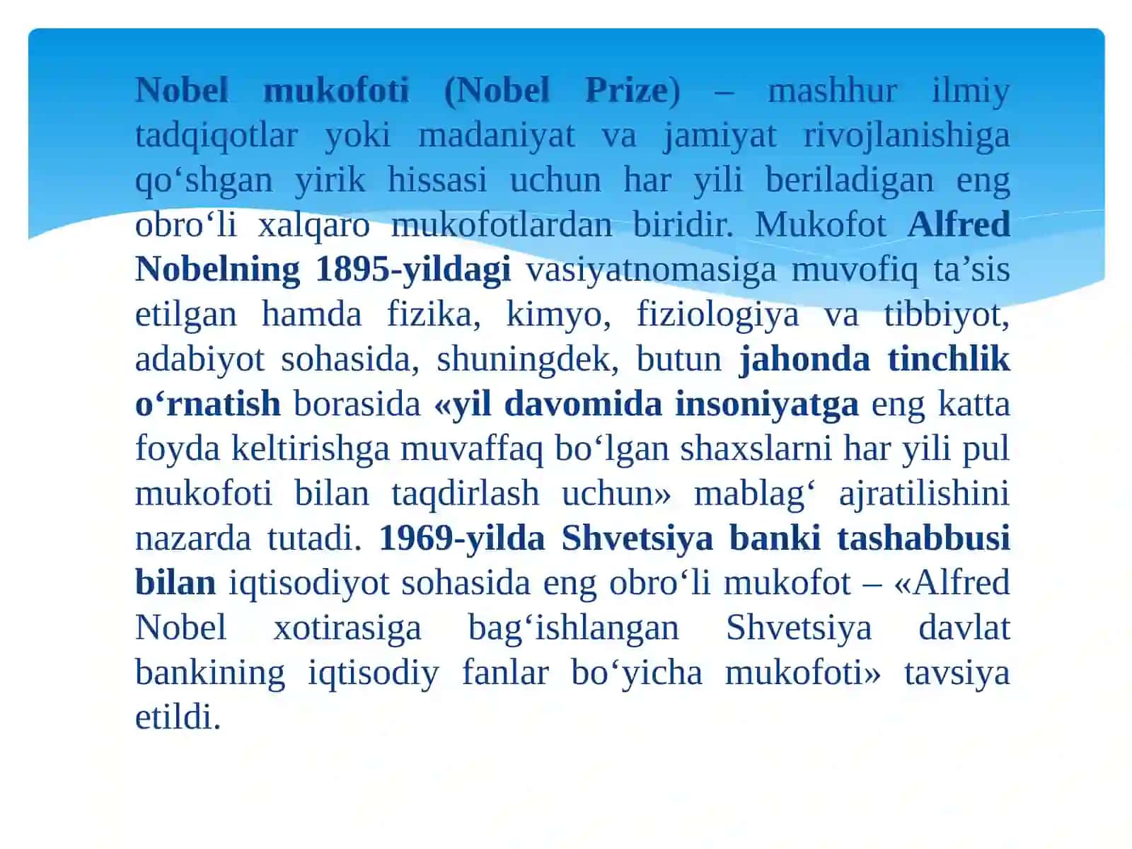 IQTISODIYOT BO‘YICHA NOBEL MUKOFOTI LAURIATLARINING G‘OYALARI 3
