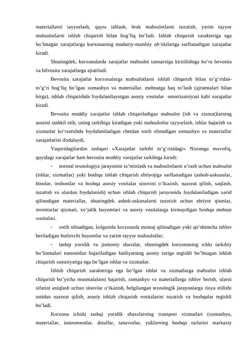XARAJatlarni turkumlash va ularning hisobi 3