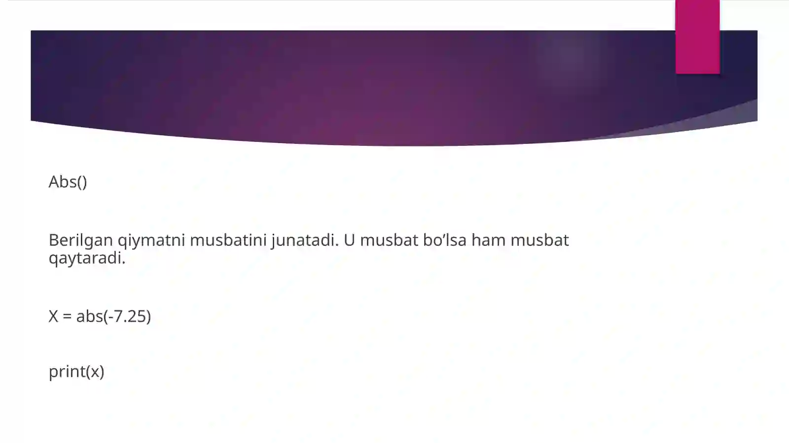 Python qo’llaniladigan matematik funksiyalar 3