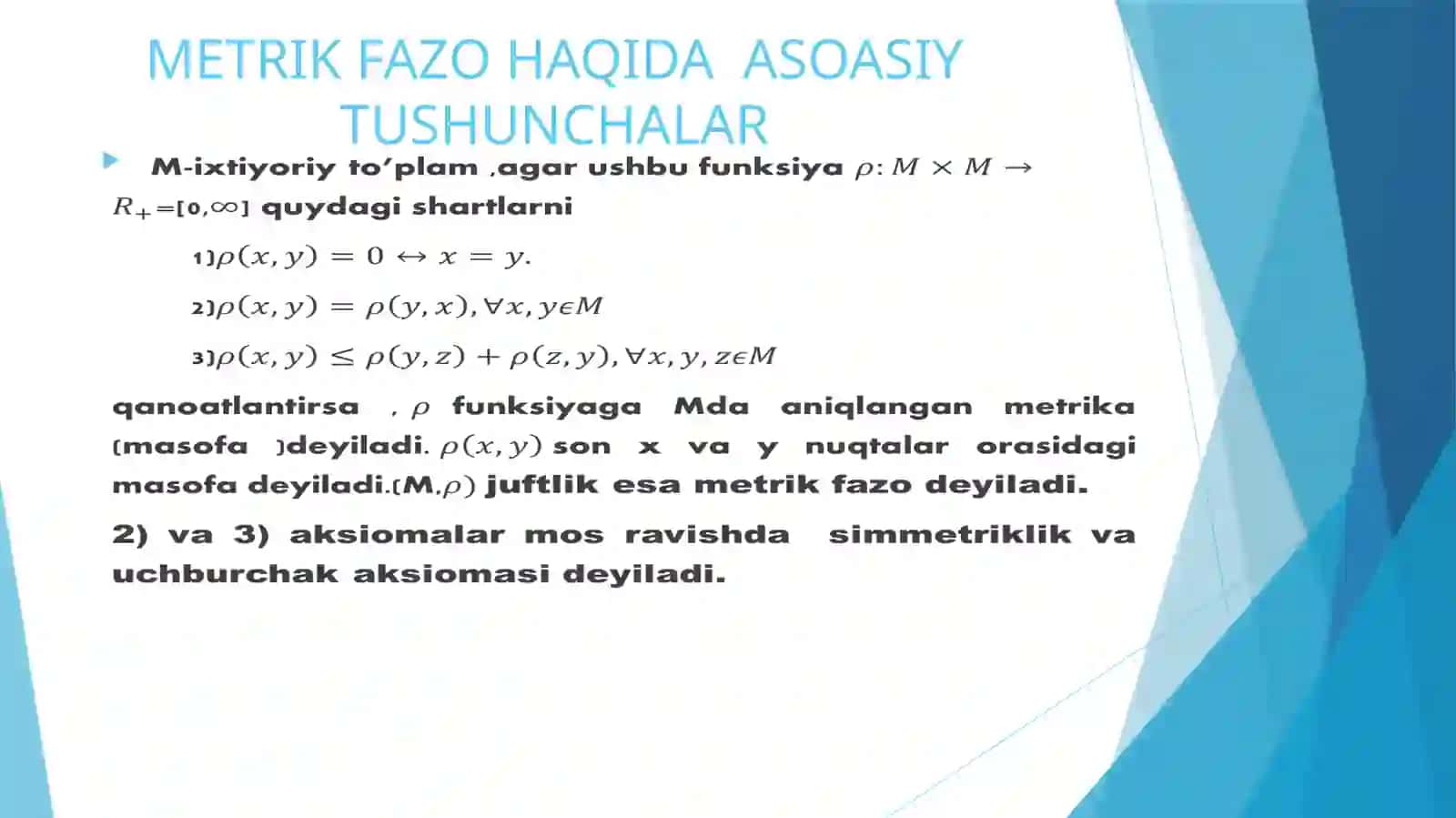 METRIK FAZO TUSHUNCHASI 3