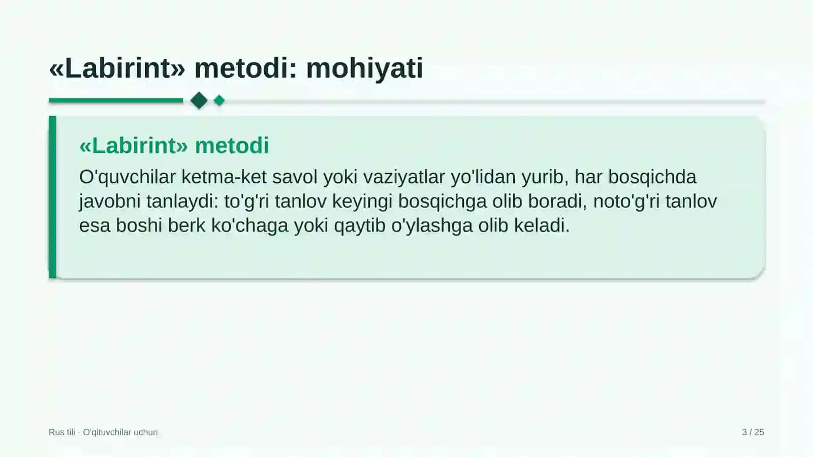 rus tili darslarida labirint metodidan foydalanish 6583 3