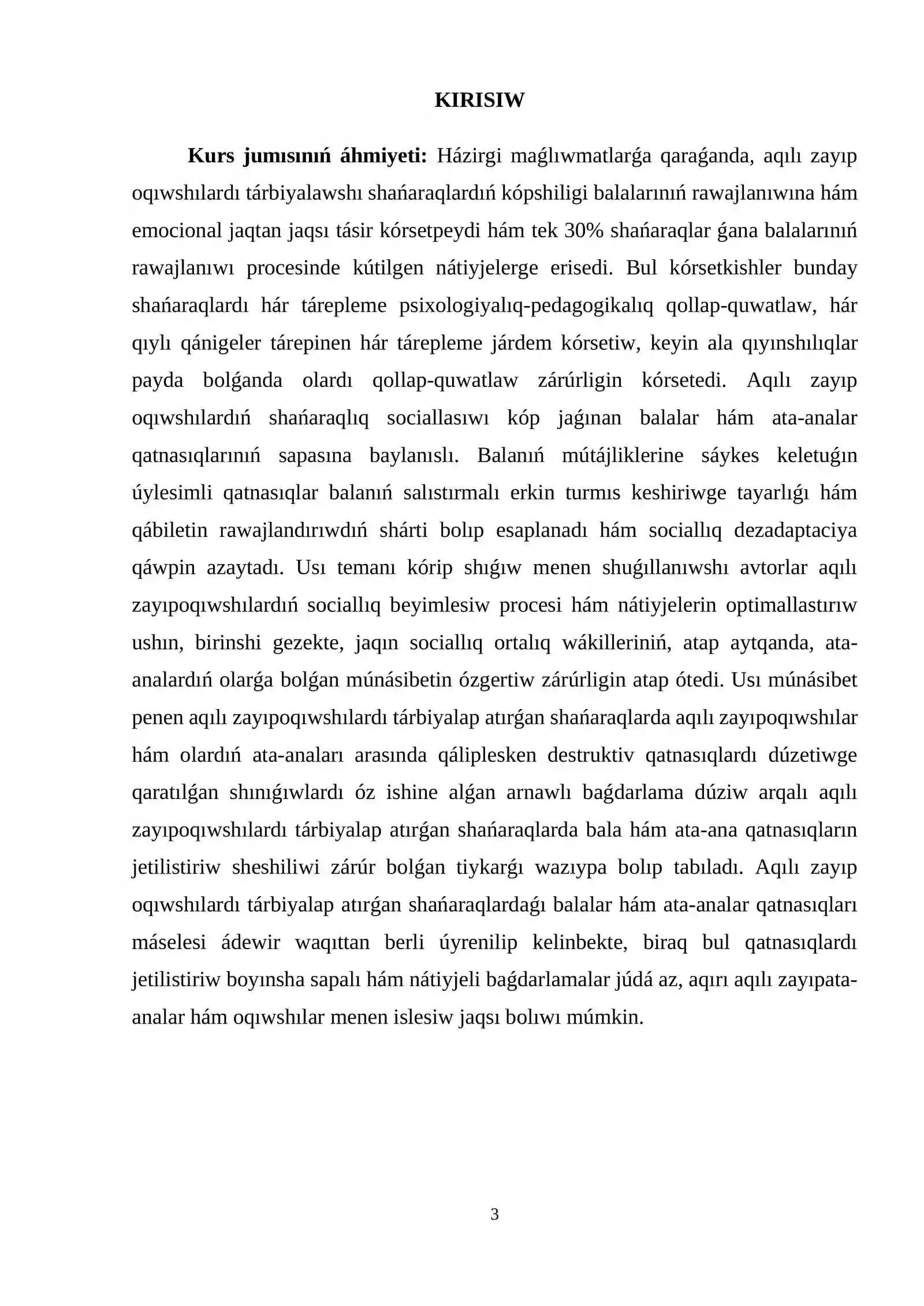 Oligofrenopedagogika: oligofrenopedagogika tálim baǵdarı 3