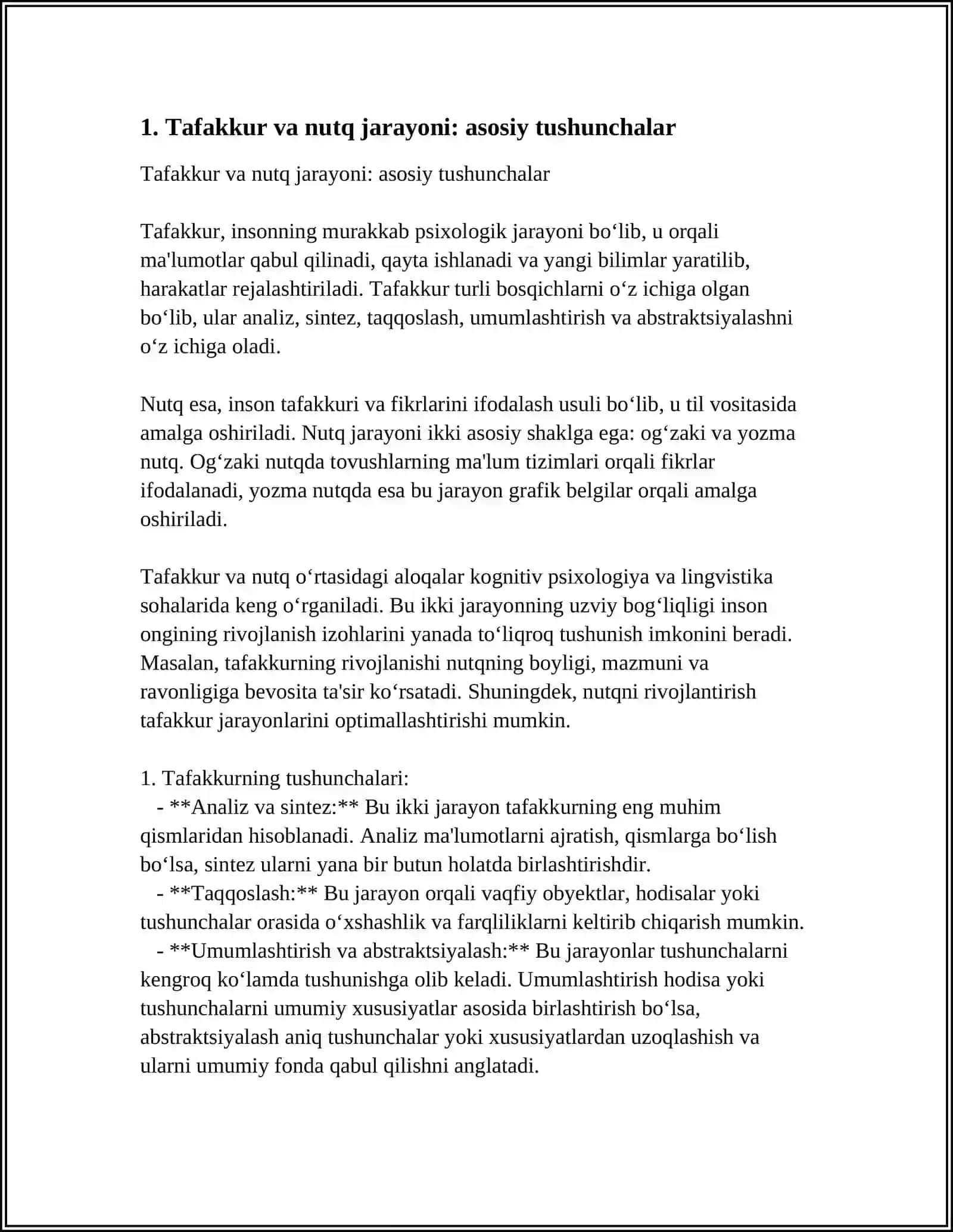 TAFAKKUR VA NUTQ JARAYONI TAFAKKUR VA NUTQNI KASALLIKLARDA O'RGANISH 3