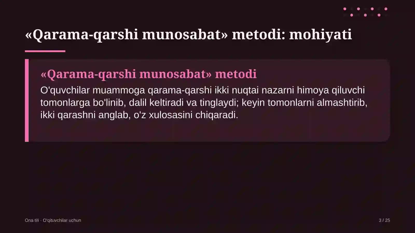 ona tili darslarida qarama qarshi munosabat metodidan foydalanish 8508 3