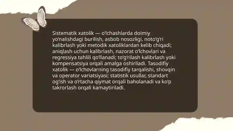 Oʻlchash xatoliklarini aniqlash 3