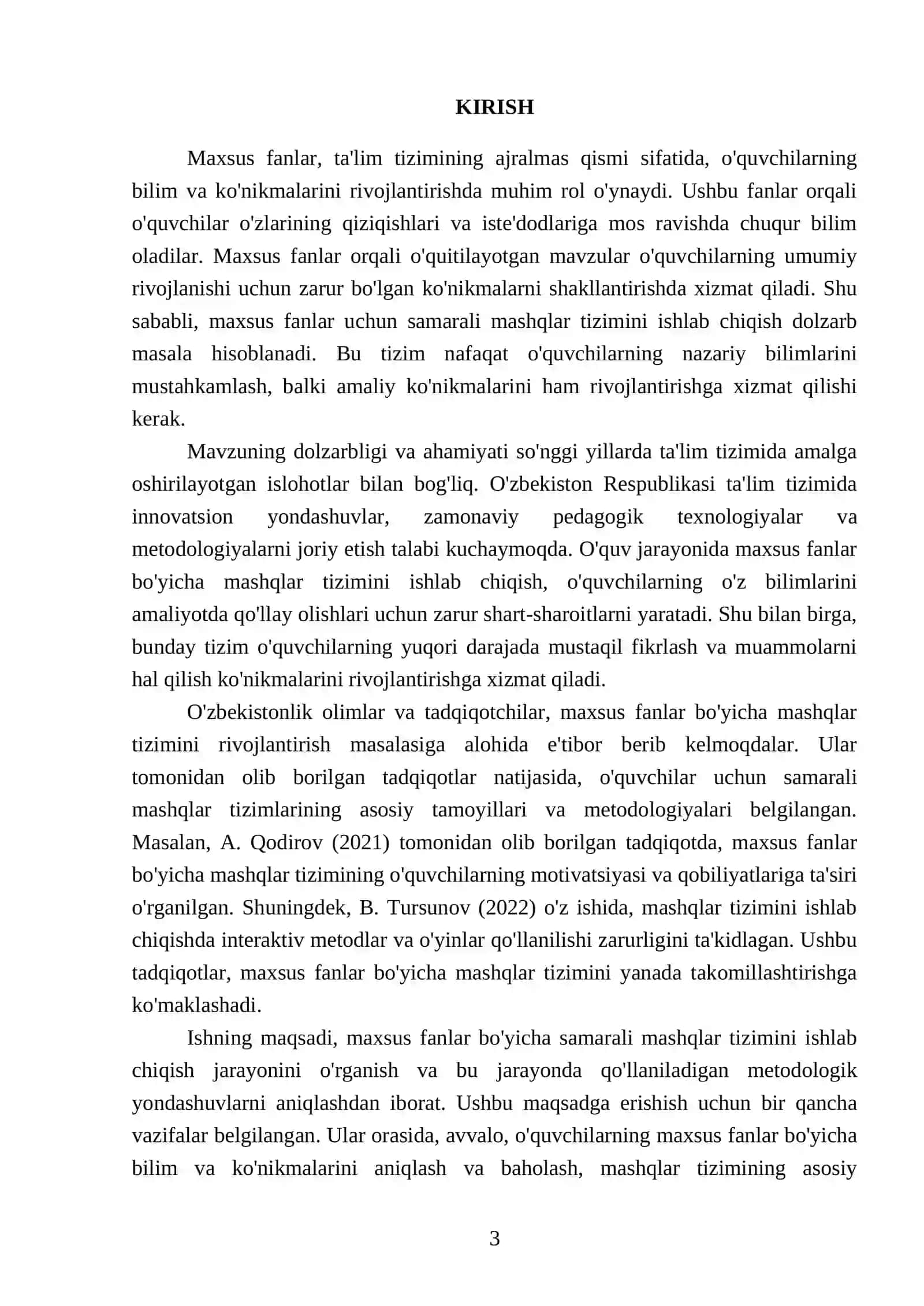 Maxsus fanlarning birortasidan mashqlar tizimi ishlab chiqish 3