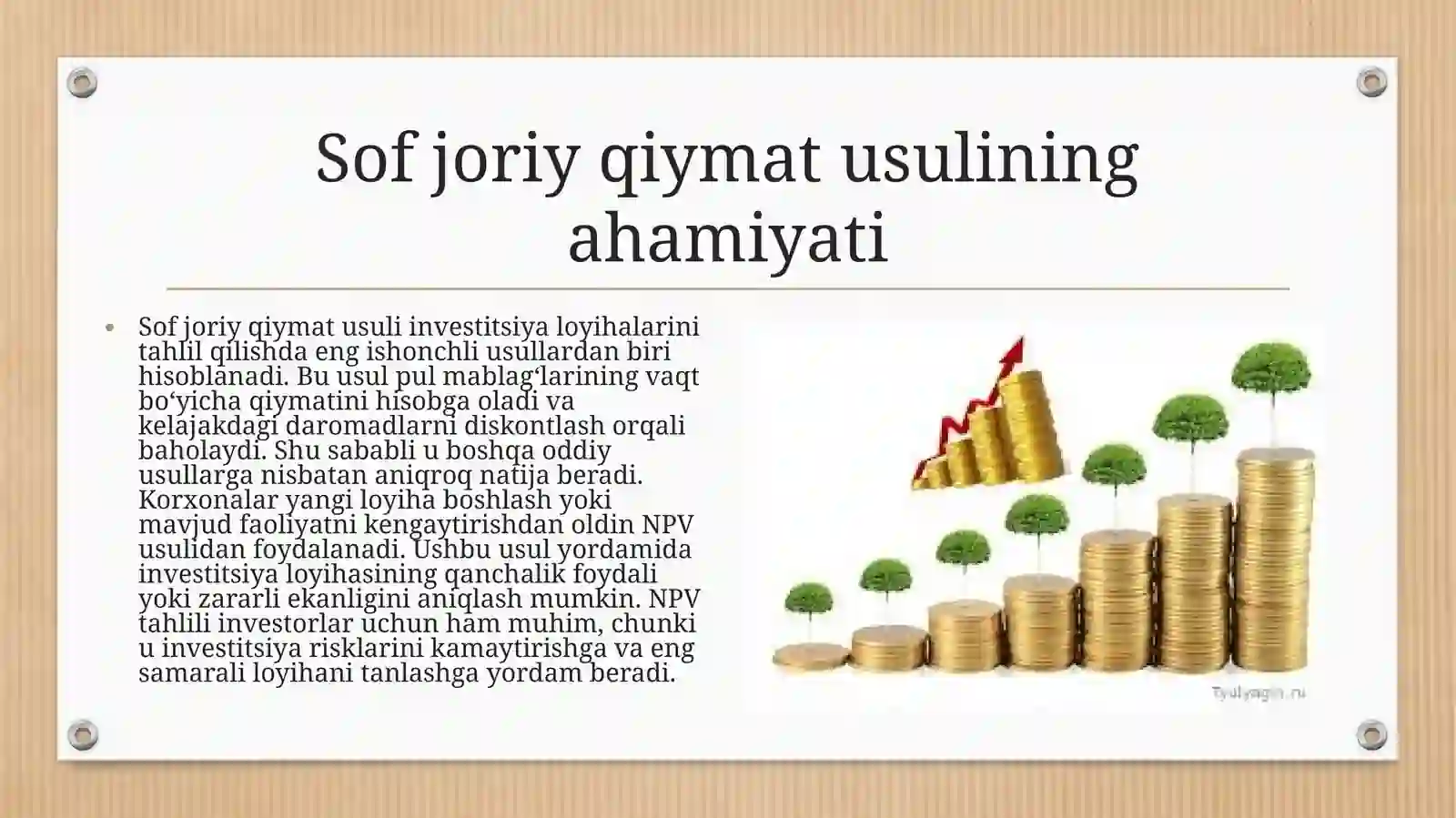 Sofjoriy qiymat usullari bo'yicha investitsion qarorlarni qabul qilish 3