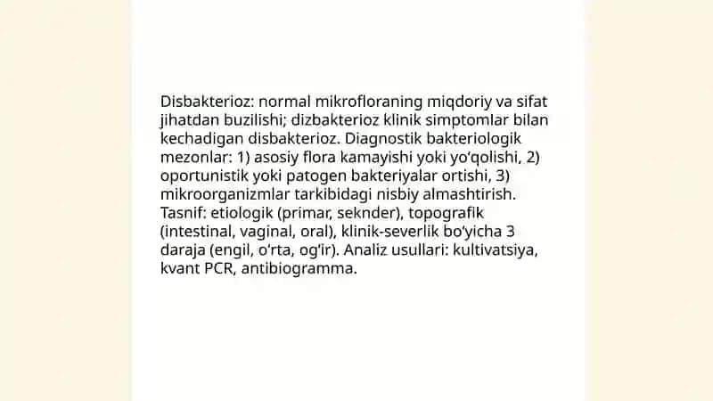 Disbakterioz va dizbakteriozning zamonaviy bakteriologik diagnostikasi 3
