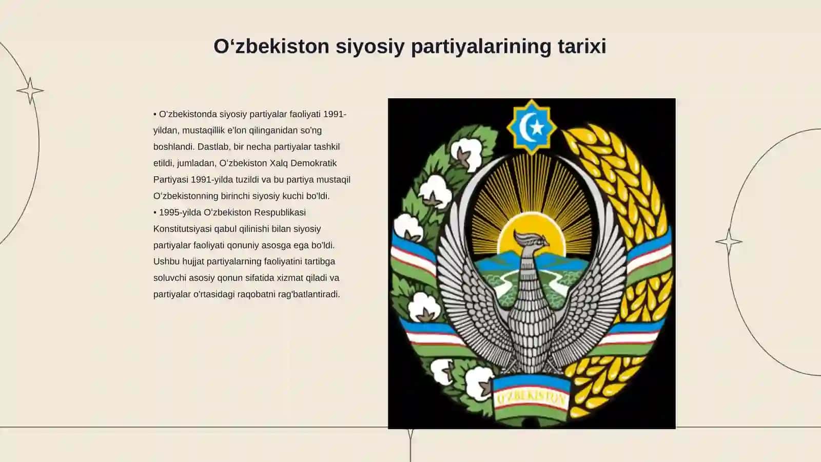 Oʻzbekiston Respublikasining Respublikada siyosiy partiyalar faoliyati 3