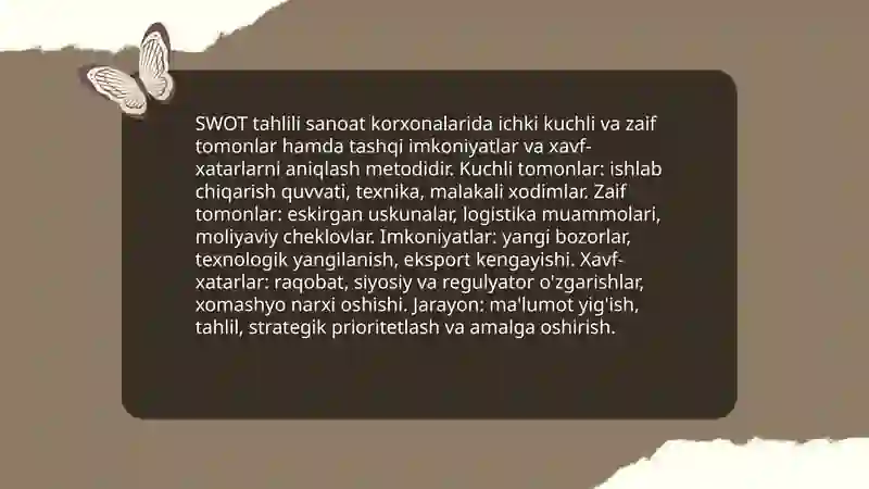 Sanoat korxonalarida strategik tahlil 3