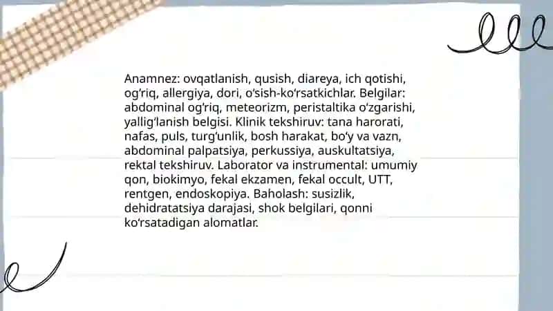 Bolalarda hazm tizimini kasalliklari semiotikasi va sindromlari. Berdiyorova Shahrizoda 3