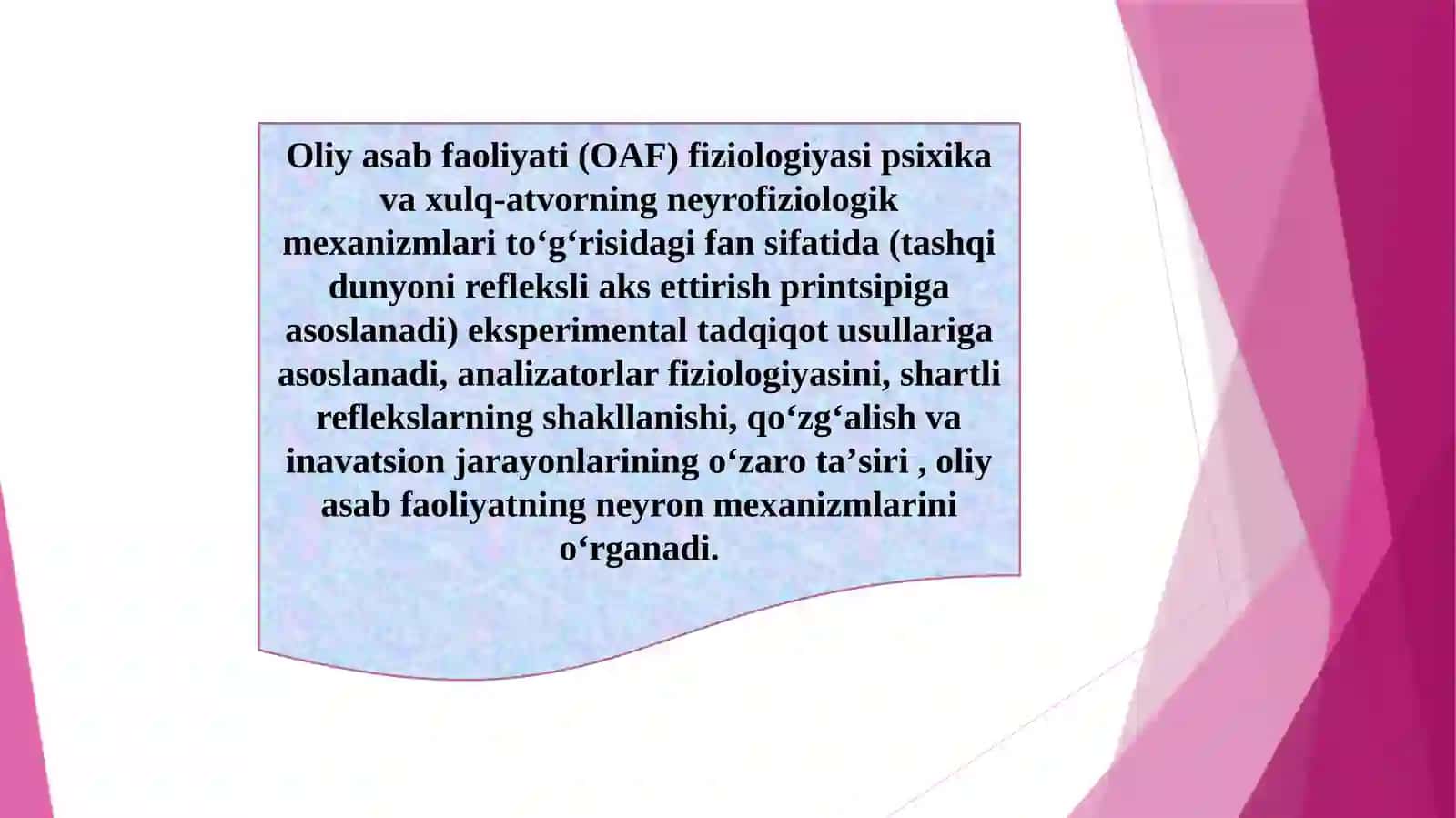 Oliya sabfa oliyati (OAF) fiziologiyasi 3