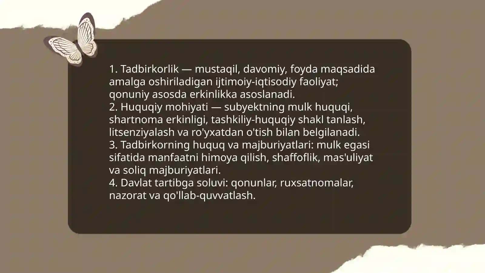 Tadbirkorlikning tashkiliy huquqiy asoslari 3
