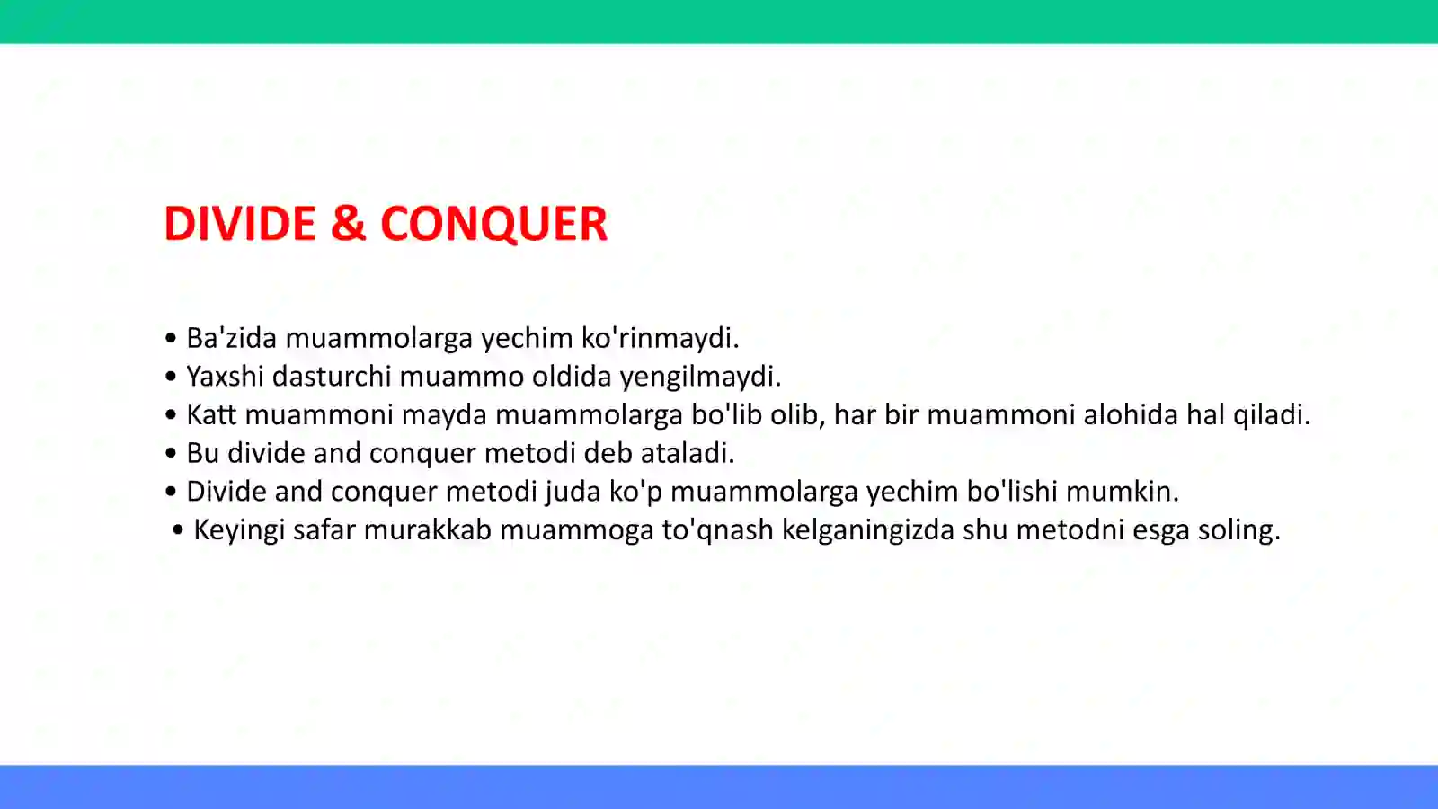 ALGORITMLAR| Divide and Conquer 3