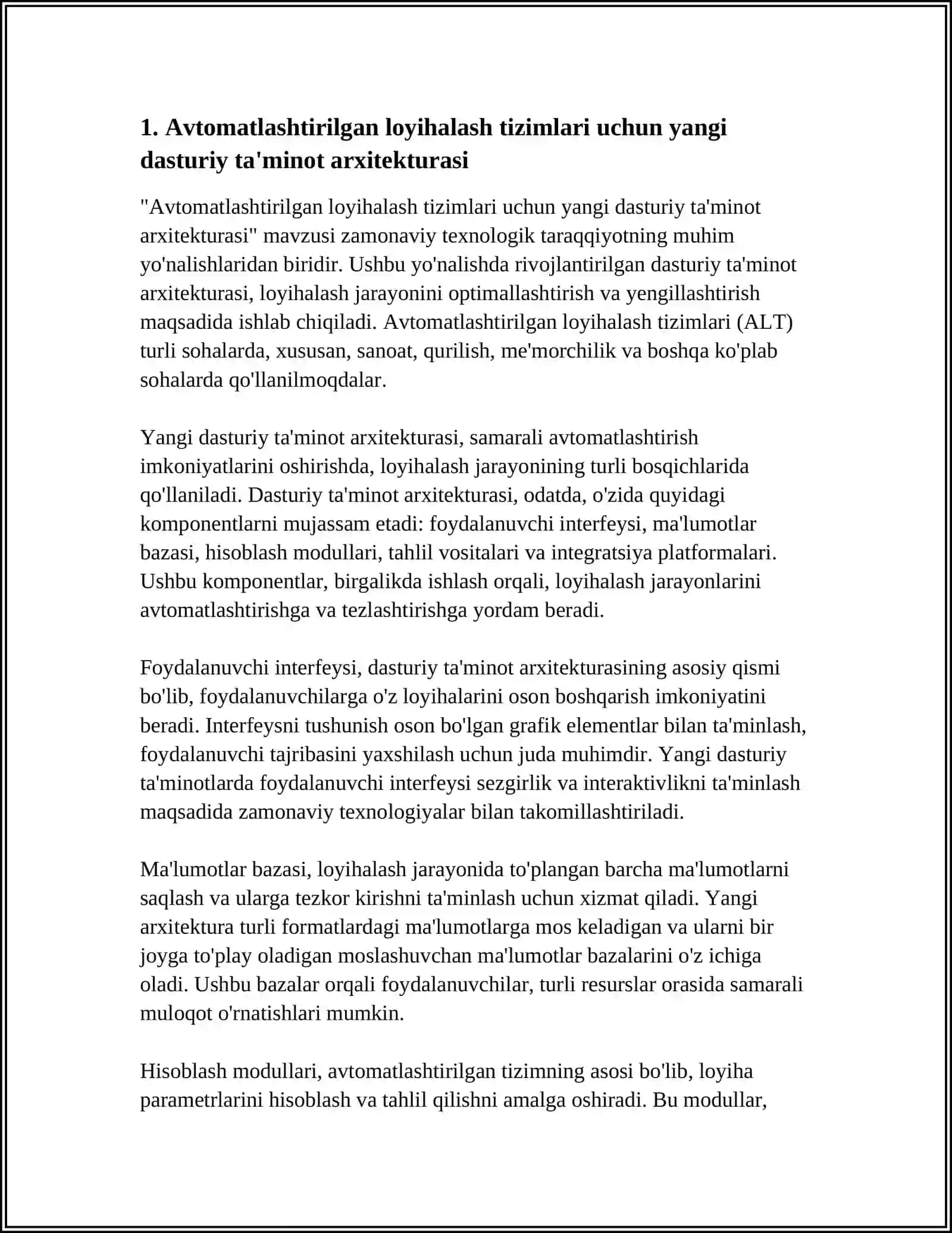 AVTOMATLASHTIRILGAN LOYIHALASH TIZIMLARI UCHUN YANGI DASTURIY TA`MINOTLAR 3
