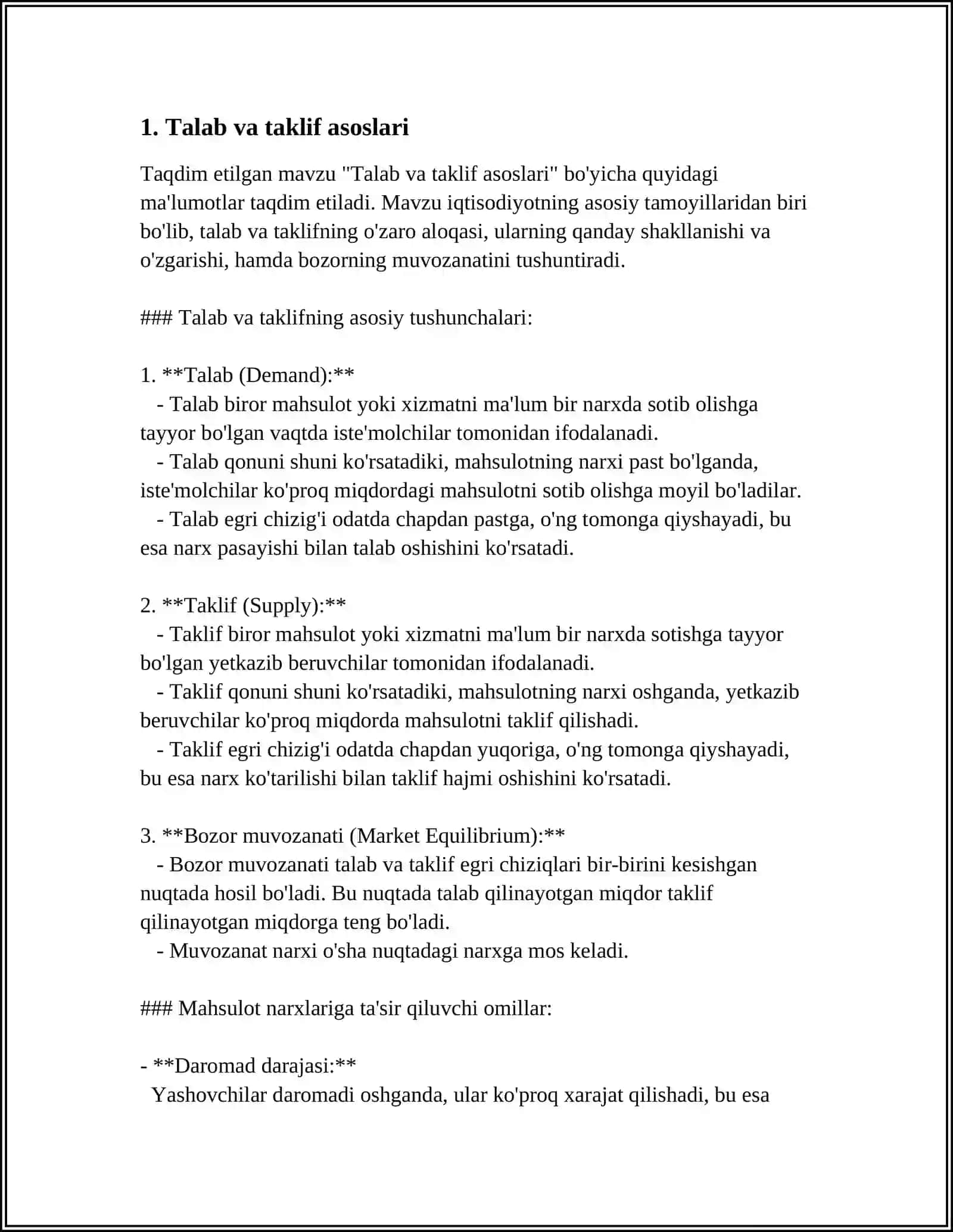 Talab va taklif asoslari 3