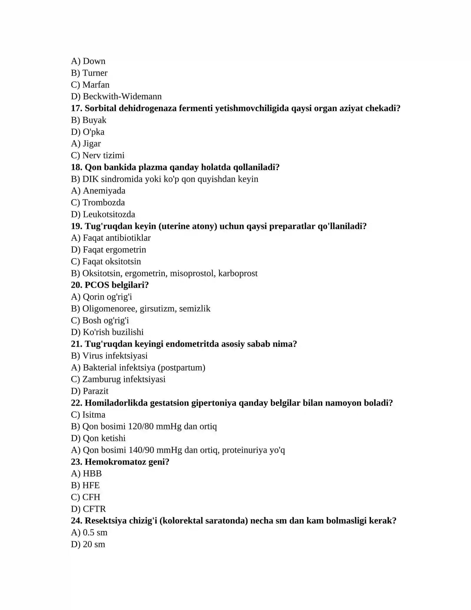 Ordinantura uchun testlar 3