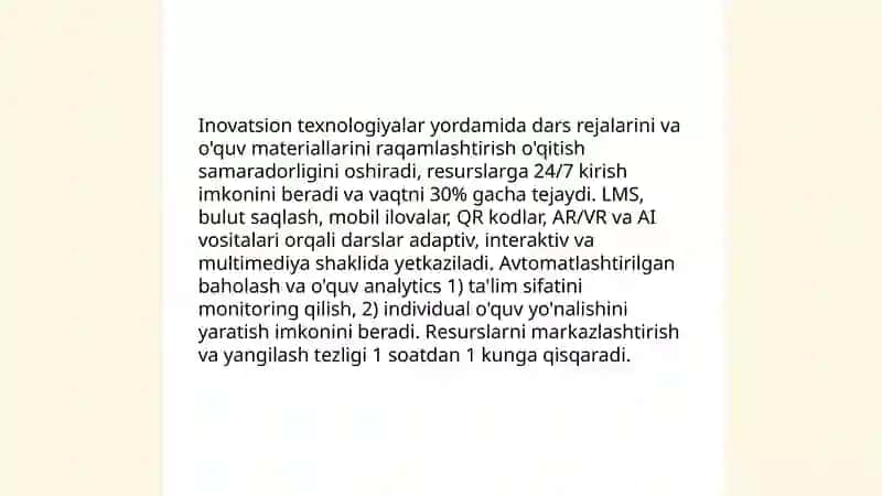 Inovatsion texnologiyalar talim sifatini oshirish manbai sifatida 3