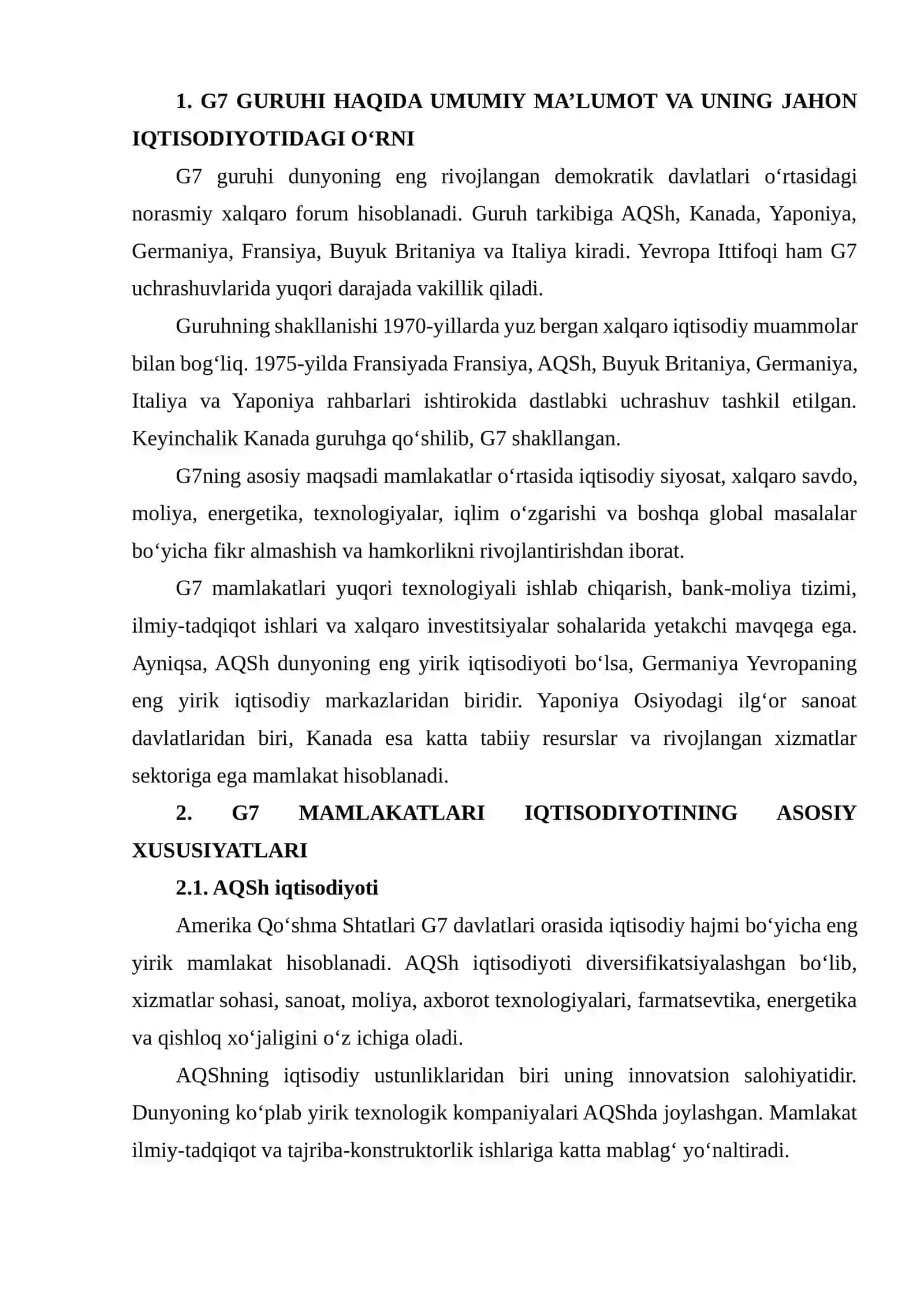 G7 MAMLAKATLARI IQTISODIYOTINI QIYOSIY TAHLIL QILISH 3