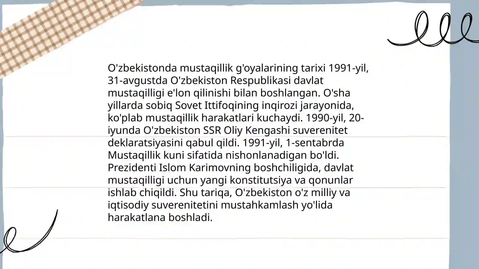 O‘ZBEKISTONDA MUSTAQILLIK G’OYALARINING TARIXIY ASOSLSRI- SIYOSIY, IJTIMOIY-IQTISODIY VA MADANIY HAYOT. ROSSIYA IMPERIYASI VA SOVET HUKMRONLIGI DAVRIDA O‘LKADAGI IJTIMOIY-IQTISODIY, SIYOSIY VA MA’NAVIY JARAYONLAR 3