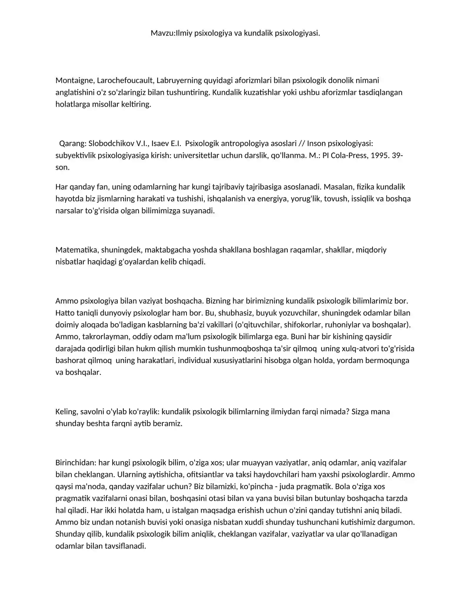 Ilmiy psixologiya va kundalik psixologiyasi 3