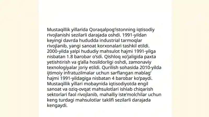 Mustaqillik yillarida Qoraqalpog‘istonning iqtisodiy rivojlanishi 3