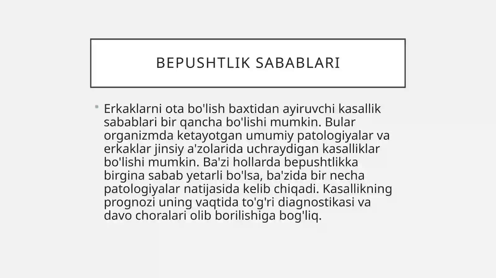 Erkaklar bepushtligi 3