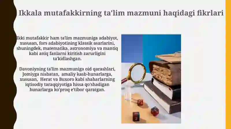Abdurahmon Jomiyning ga Jaloliddin Dovoniyning ta'limiy axloqiy qarashlari 3