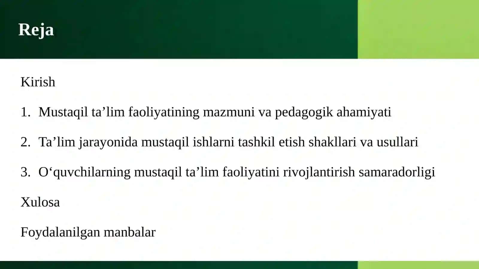 Ta’lim jarayonida o‘quvchilarning mustaqil ta’lim faoliyatini tashkil etish 3
