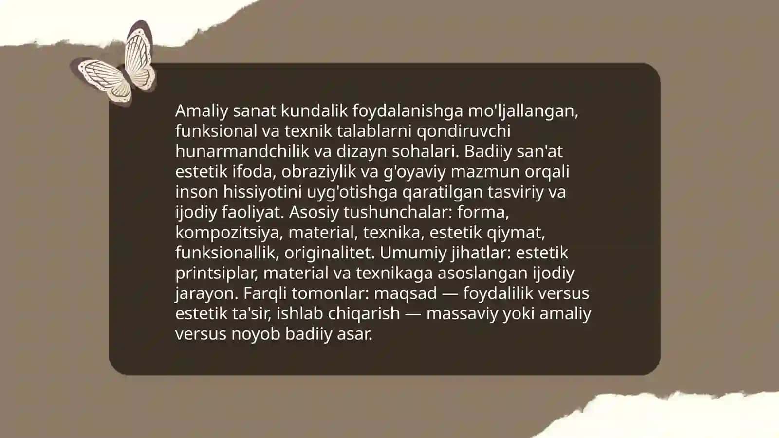 Amaliy va badiiy san’atlarni nmushtarak va farqli tomonlari 3