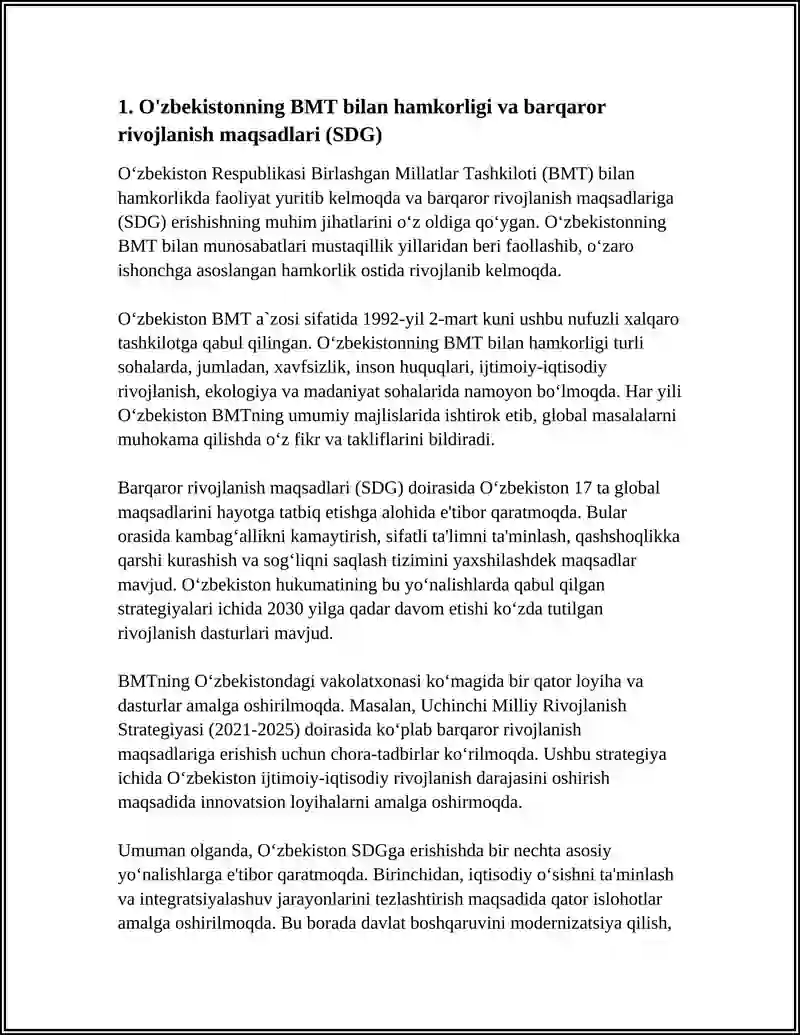 UZBEKISTANNIG XALQARO TASHKILOTLAR BILAN HAMKORLIK ALOQALARI 3