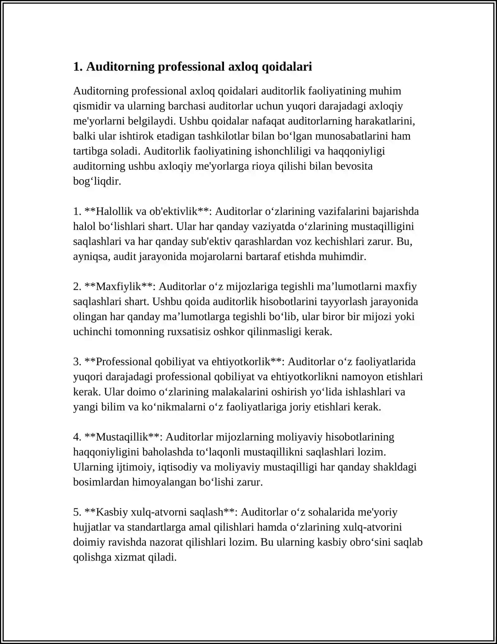 AUDITORLIK HISOBIGA MOLIYAVIY AHLOQIY TALABLAR 3