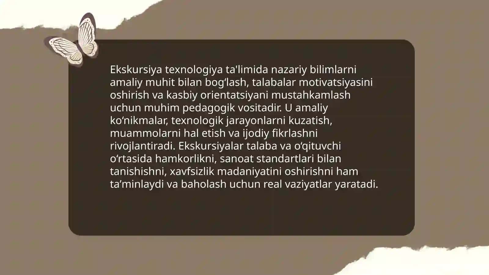 Ekskursiyaning texnologiya ta'limidagi pedagogik ahamiyati 3