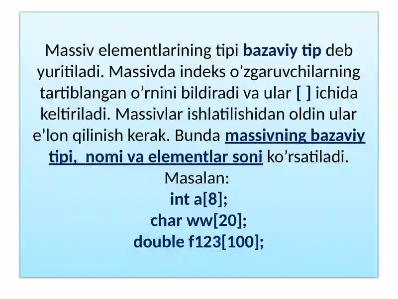 C++ tilida statik massivlar 3