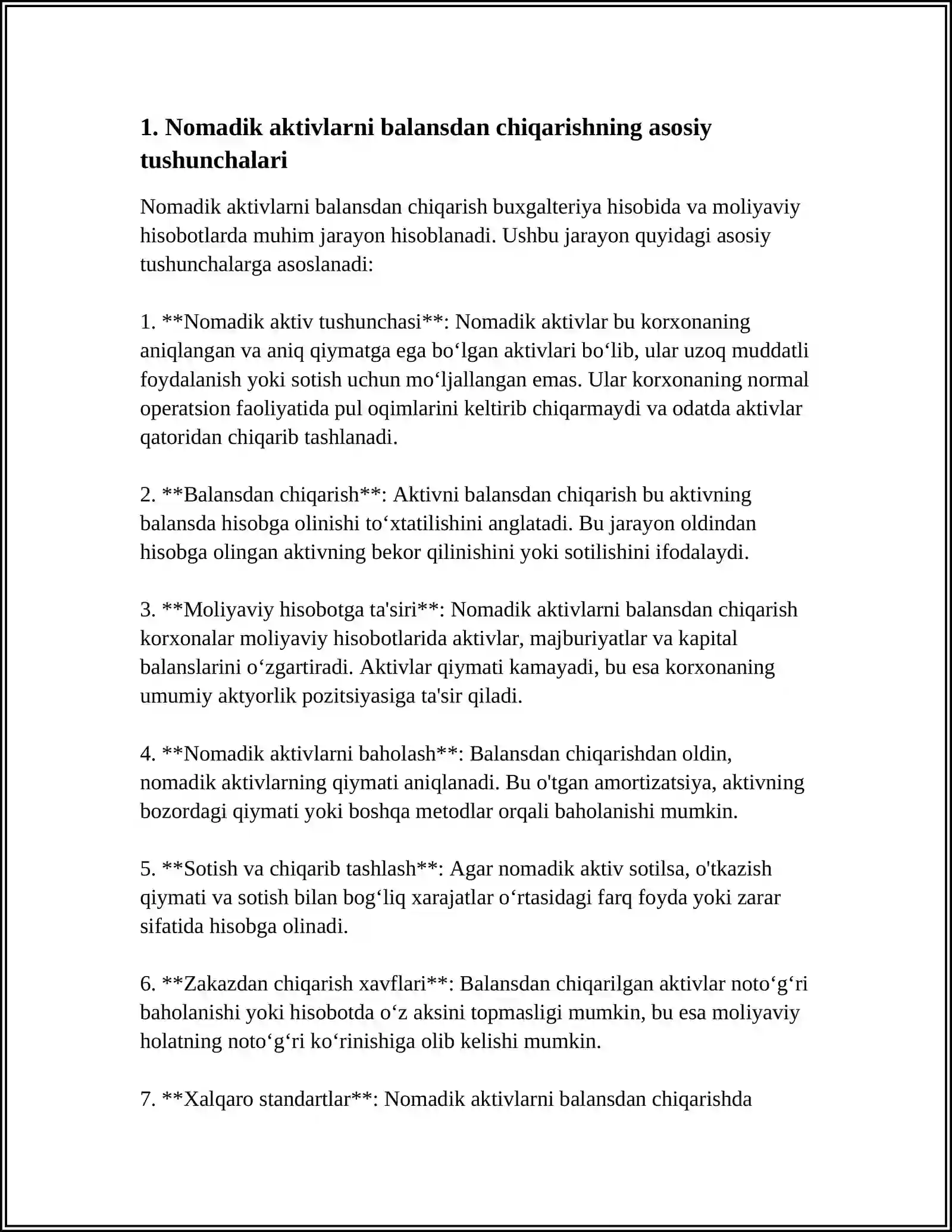 Nomadik aktivlardan foydalishni toxtatish va balansdan chiqish hisobi 3