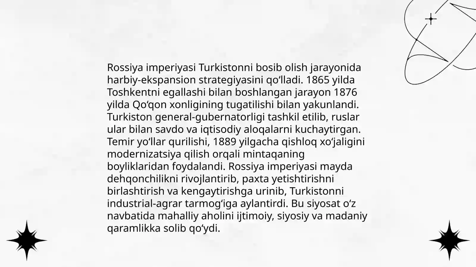 Rossiya imperiyasi va sovet hukmronligi davrida o'lkadagi ijtimoiy-iqtisodiy,siyosiy va ma'naviy jarayonlari 3