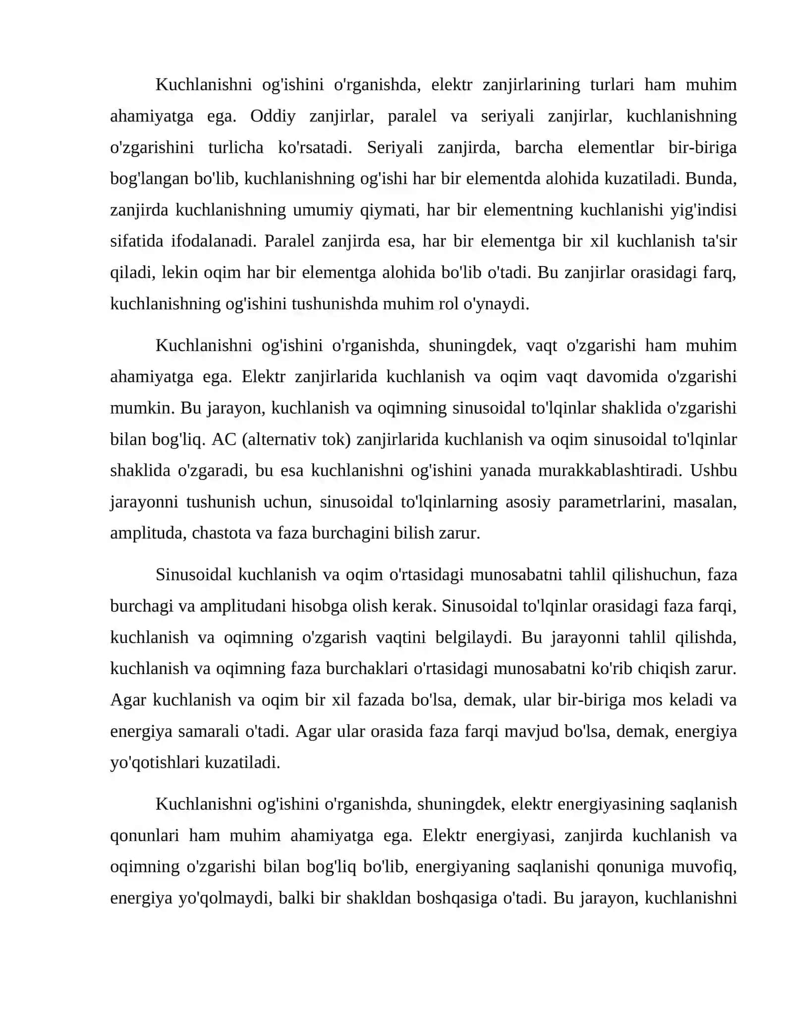 Kuchlanishni og'ishini tadqiq etish. 3