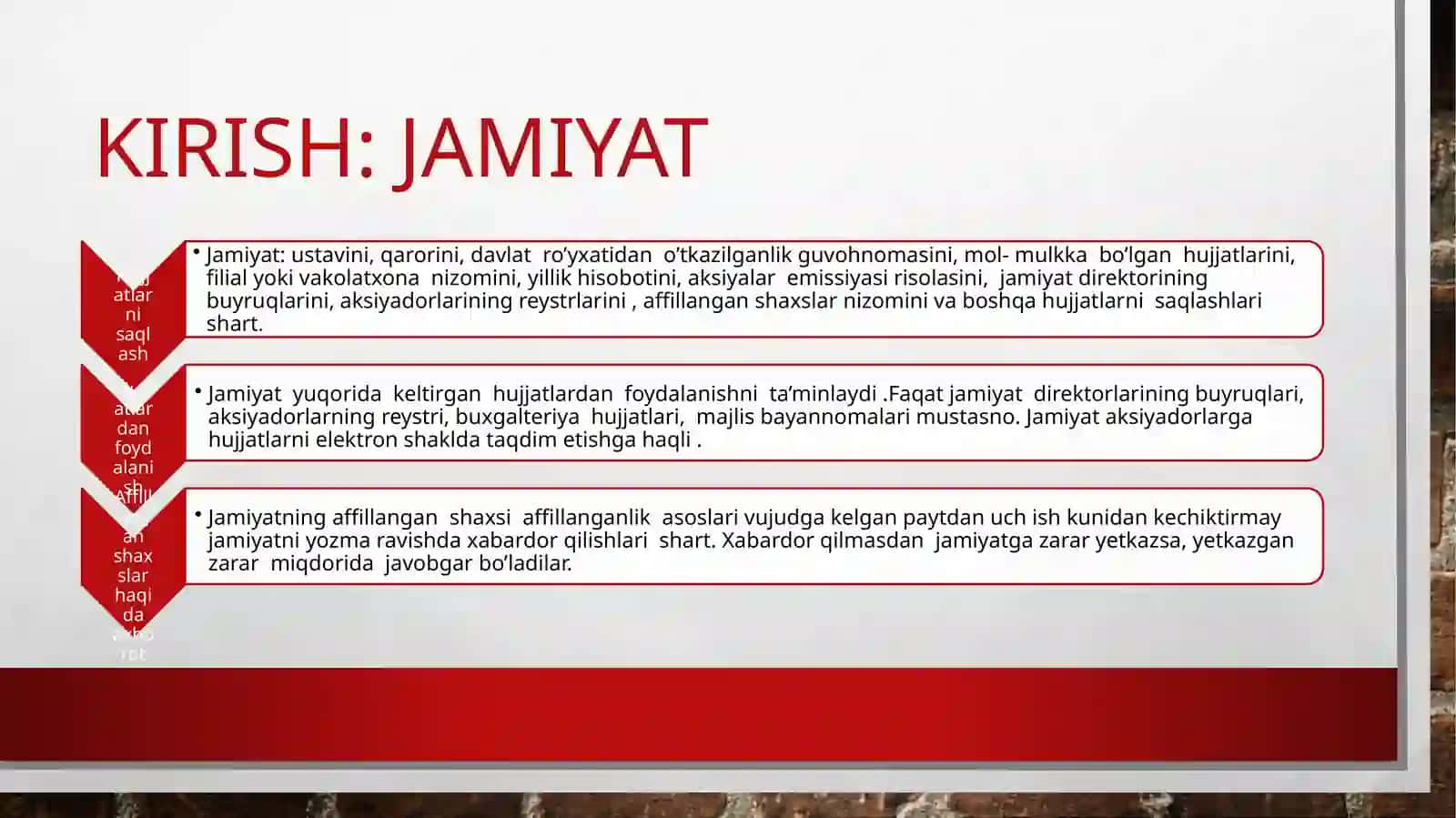 O’zbekiston respublikasi “aksiyadorlik  jamiyati to’g’risida’’gi qonuni (103-116 moddalari) 3