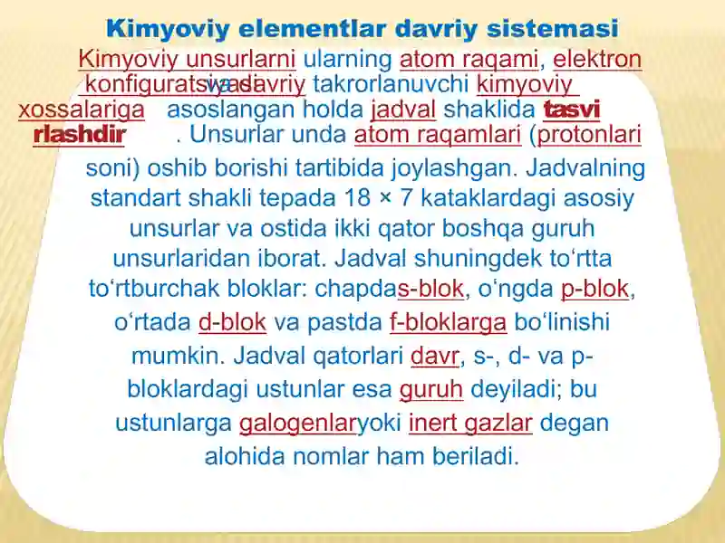 D.I.Mendeleyev davriy jadvali haqida tushuncha 3