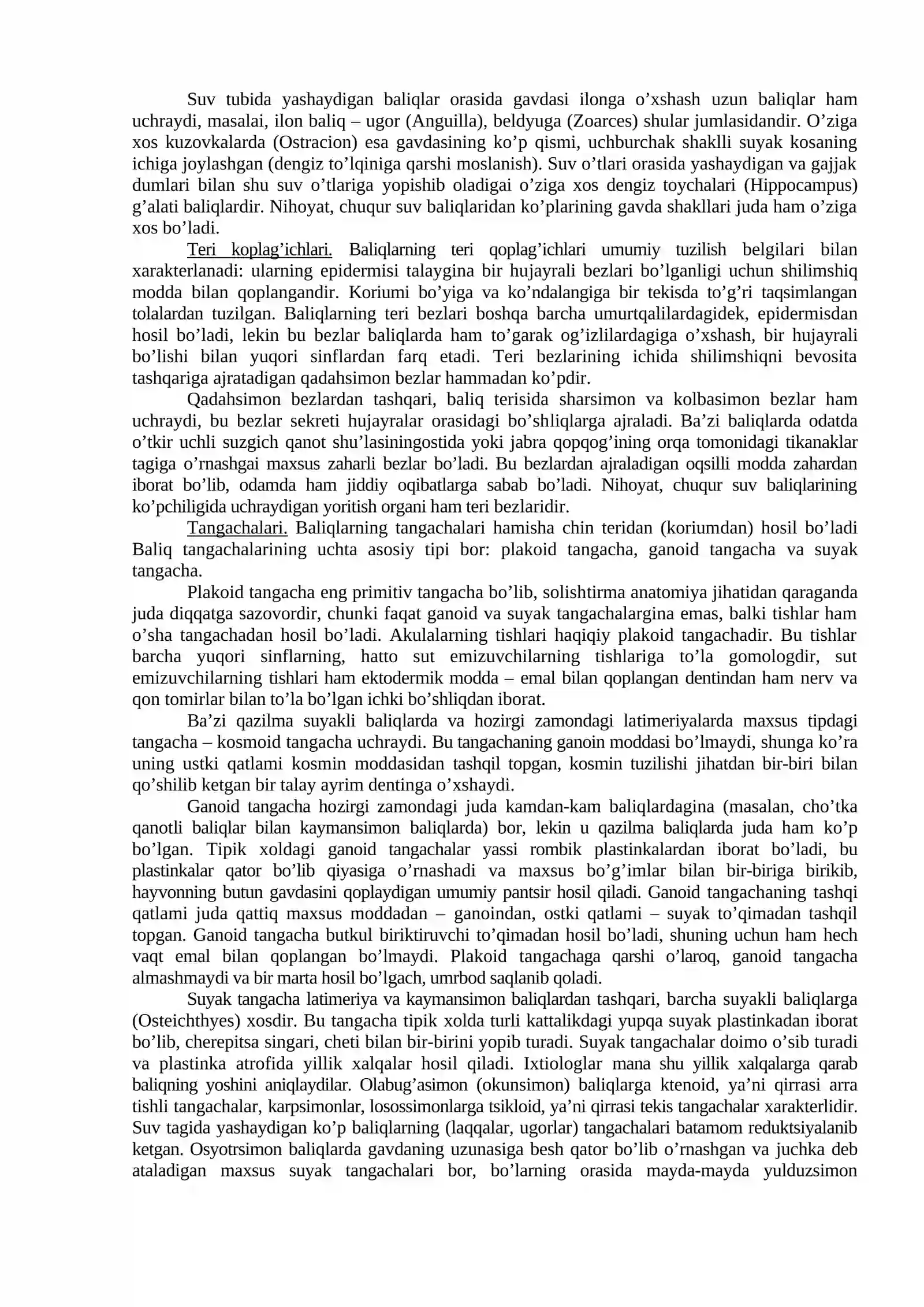 Baliqlar Katta Sinfiga Umumiy Tavsif va Sistematikasi 3