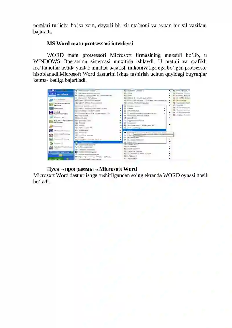 MICROSOFT WORDDA MATNLAR BILAN ISHLASH 3
